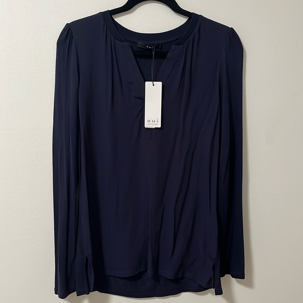 NWT OUI Viscose Blouse - Navy - Size 8 (EU 38)
